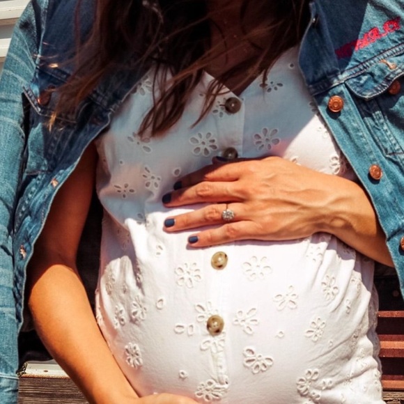 Hatch The Cassie Jumpsuit White Eyelet Lace Floral Size 0 Maternity Cotton - Picture 13 of 14